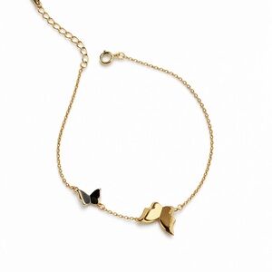 925 Sterling Silver Gold Vermeil Butterfly Bracelet | Adjustable Dainty